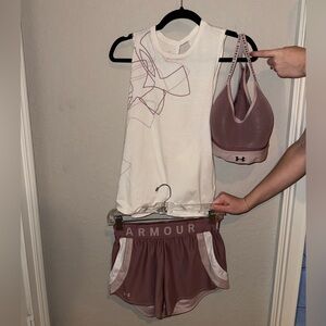 Under Armour Women's White and Mauve Athletic Outfit